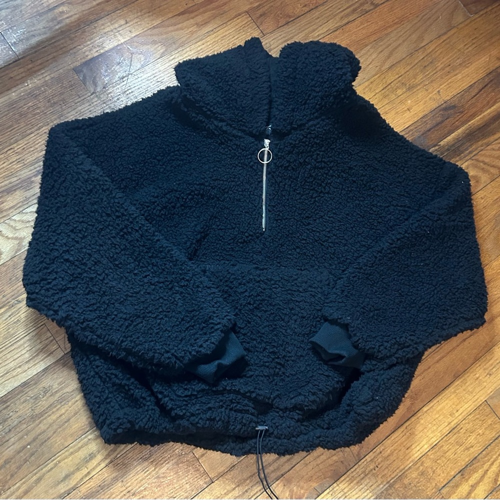 Cozy Black Sherpa Pullover